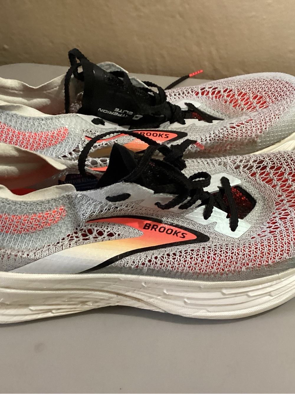 Brooks Kids White and Coral/Black Lightweight Sneakers